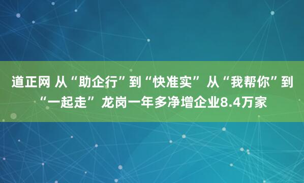道正网 从“助企行”到“快准实” 从“我帮你”到“一起走” 龙岗一年多净增企业8.4万家
