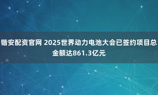 锴安配资官网 2025世界动力电池大会已签约项目总金额达861.3亿元